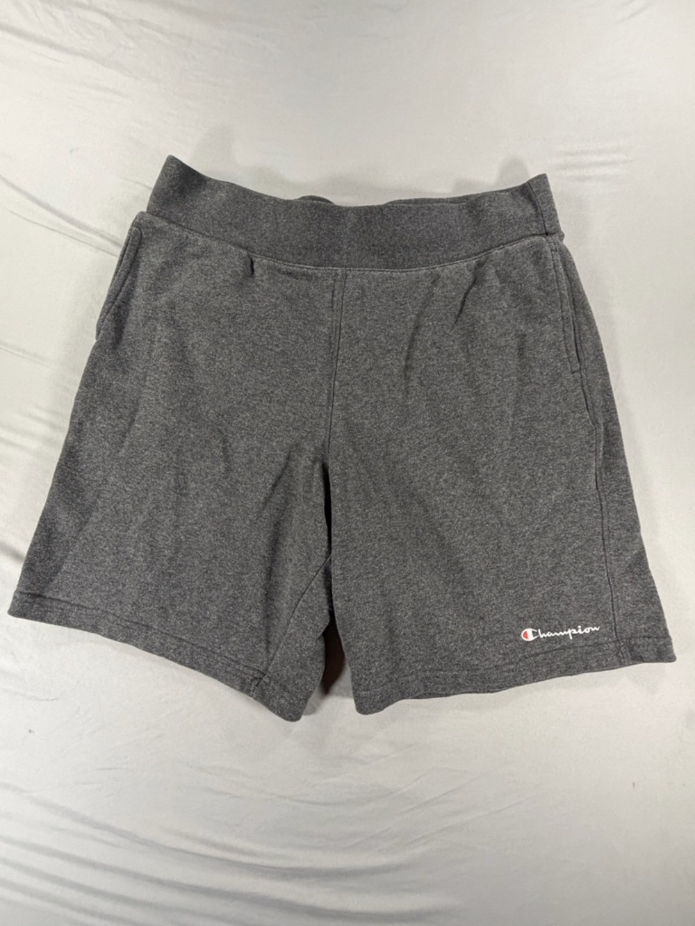 Champion Gray Athletic Sweat Shorts XL Knit Cotton Blend Elastic Waist Pockets